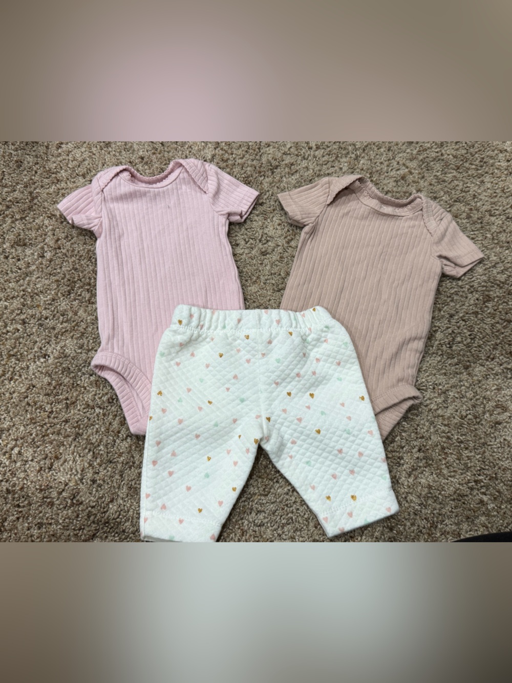 Carter’s + Sterling Baby Newborn Girl 3 Piece Outfit Lot
